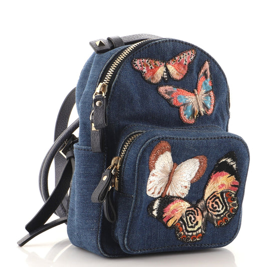 Backpack Denim with Butterfly Applique Mini