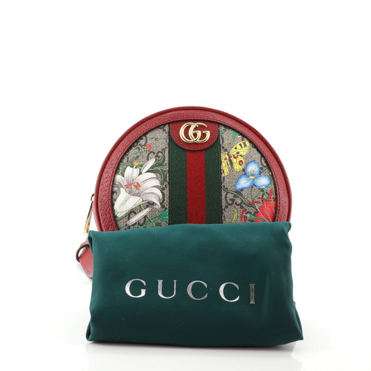 Ophidia Round Backpack Flora GG Coated Canvas Mini