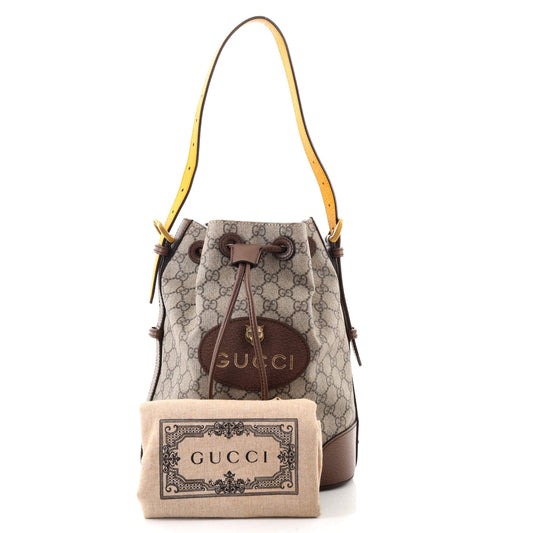 Neo Vintage Drawstring Bucket Backpack GG Coated Canvas Mini