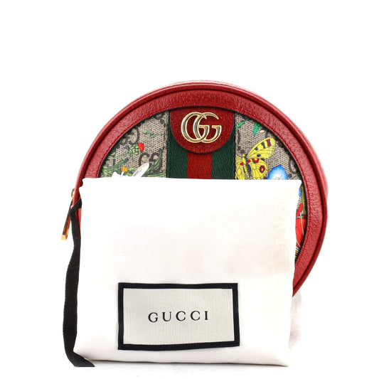 Ophidia Round Backpack Flora GG Coated Canvas Mini