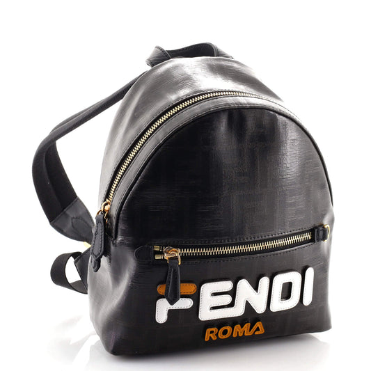 Mania Logo Backpack Zucca Coated Canvas Mini