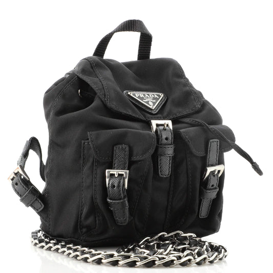 Convertible Chain Backpack Tessuto Mini