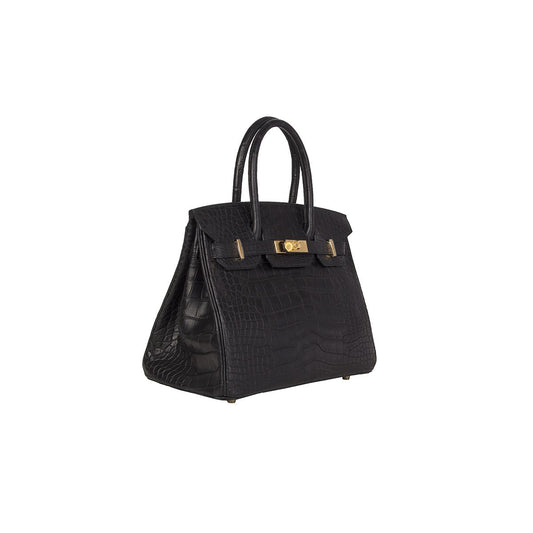 Hermes Black Matte Crocodile Birkin Bag
