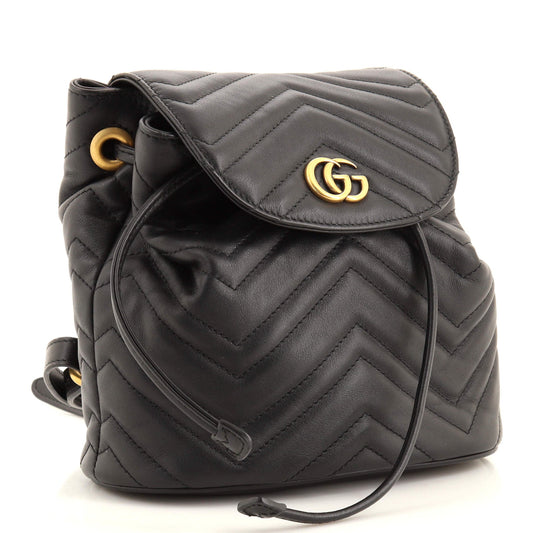 GG Marmont Drawstring Backpack Matelasse Leather Mini