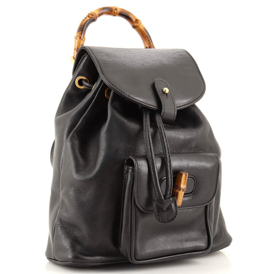 Vintage Bamboo Backpack Leather Mini