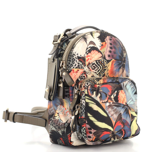 Rockstud Backpack Printed Nylon Mini