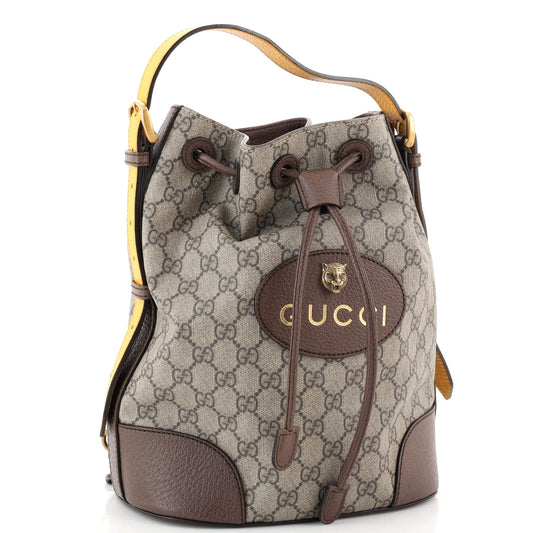 Neo Vintage Drawstring Bucket Backpack GG Coated Canvas Mini