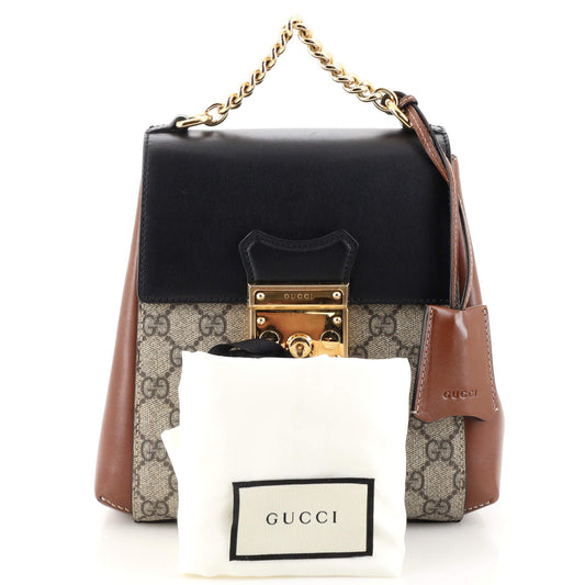Padlock Backpack GG Coated Canvas and Leather Mini