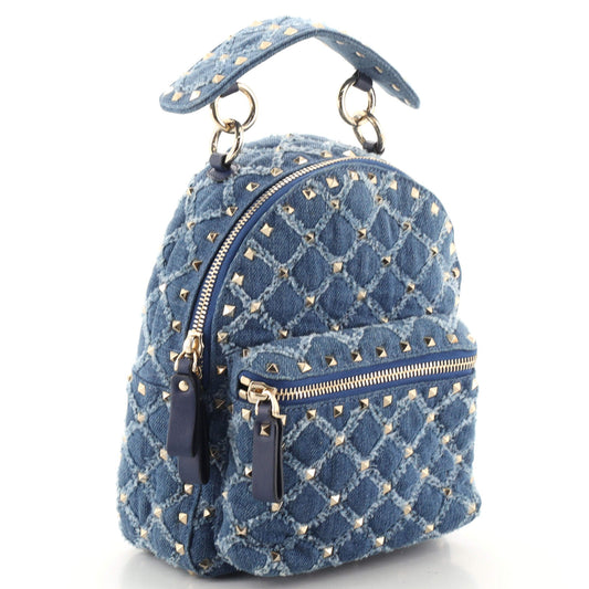 Rockstud Spike Backpack Quilted Denim Mini