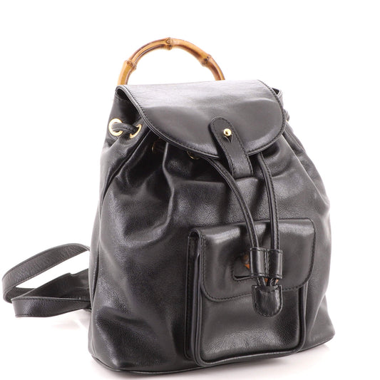 Vintage Bamboo Backpack Leather Mini