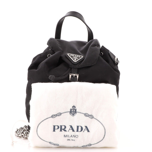 Double Pocket Backpack Chain Shoulder Bag Re-Nylon Mini