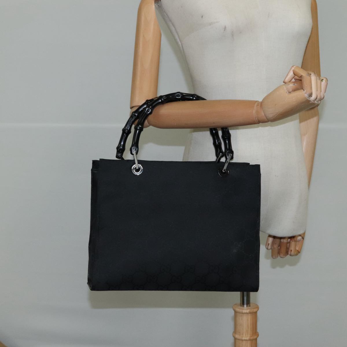 Gucci Bamboo Black Canvas Bag