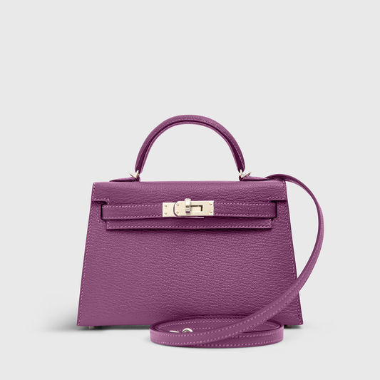 Hermes Kelly Mini Chevre Violet/Raisin Palladium Hardware