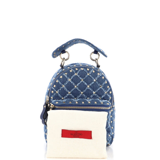 Rockstud Spike Backpack Quilted Denim Mini