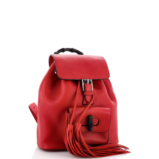 Bamboo Tassel Backpack Leather Mini