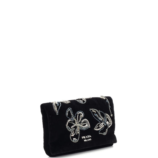 Folded Clutch Crystal Embellished Velvet
