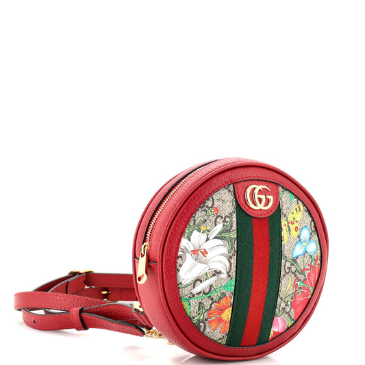 Ophidia Round Backpack Flora GG Coated Canvas Mini