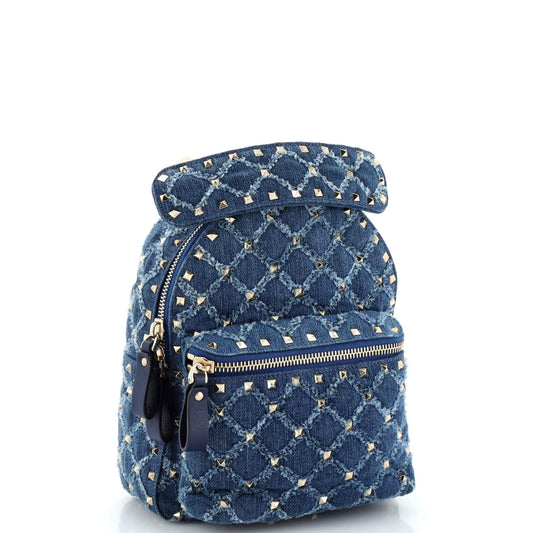 Rockstud Spike Backpack Quilted Denim Mini