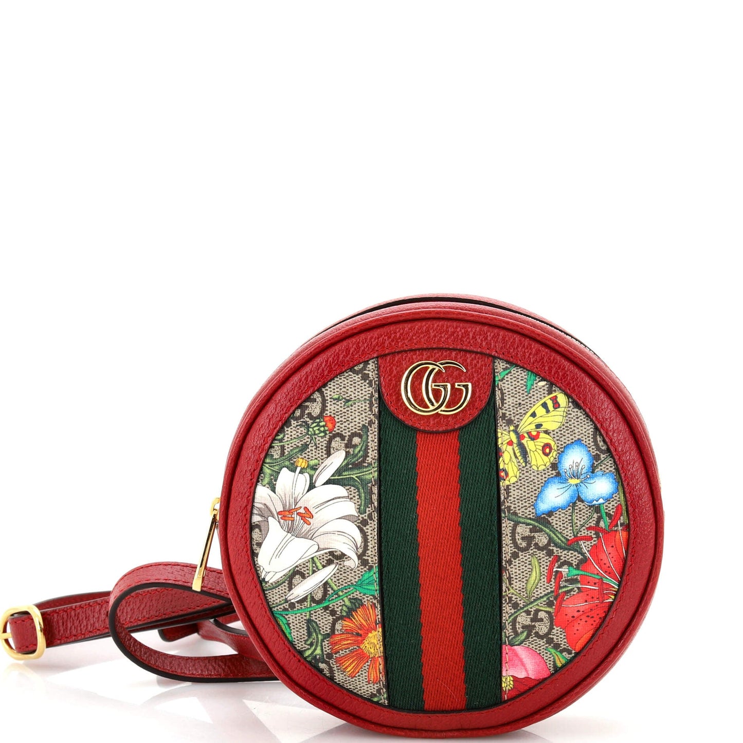 Ophidia Round Backpack Flora GG Coated Canvas Mini