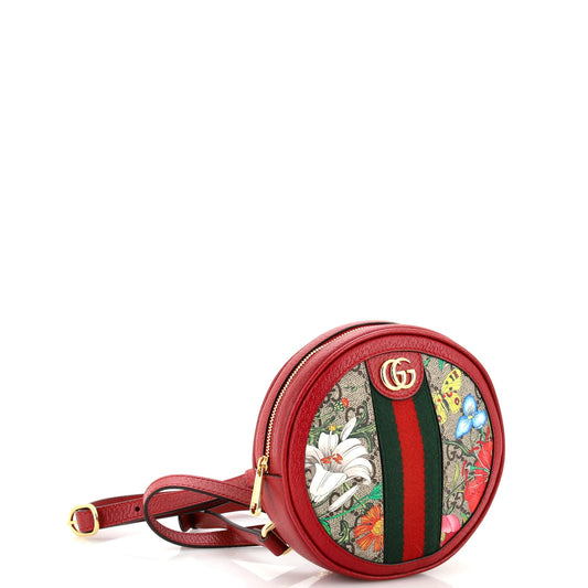 Ophidia Round Backpack Flora GG Coated Canvas Mini