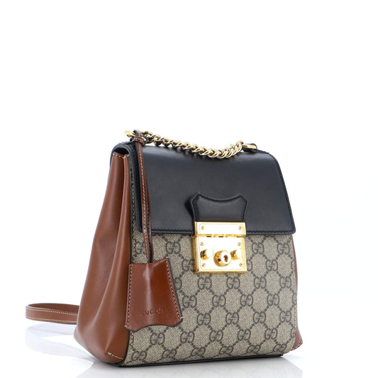 Padlock Backpack GG Coated Canvas and Leather Mini