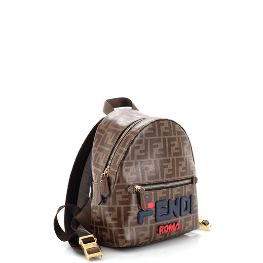 Mania Logo Backpack Zucca Coated Canvas Mini