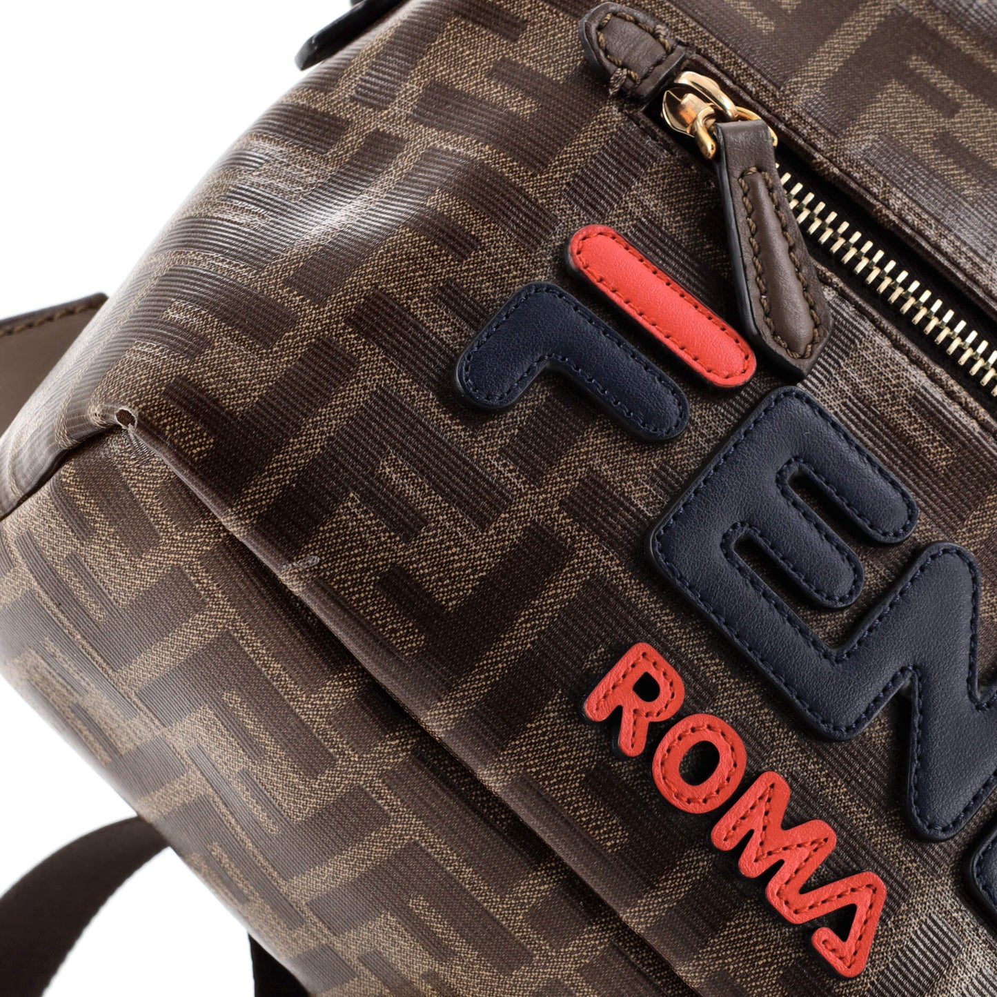 Mania Logo Backpack Zucca Coated Canvas Mini