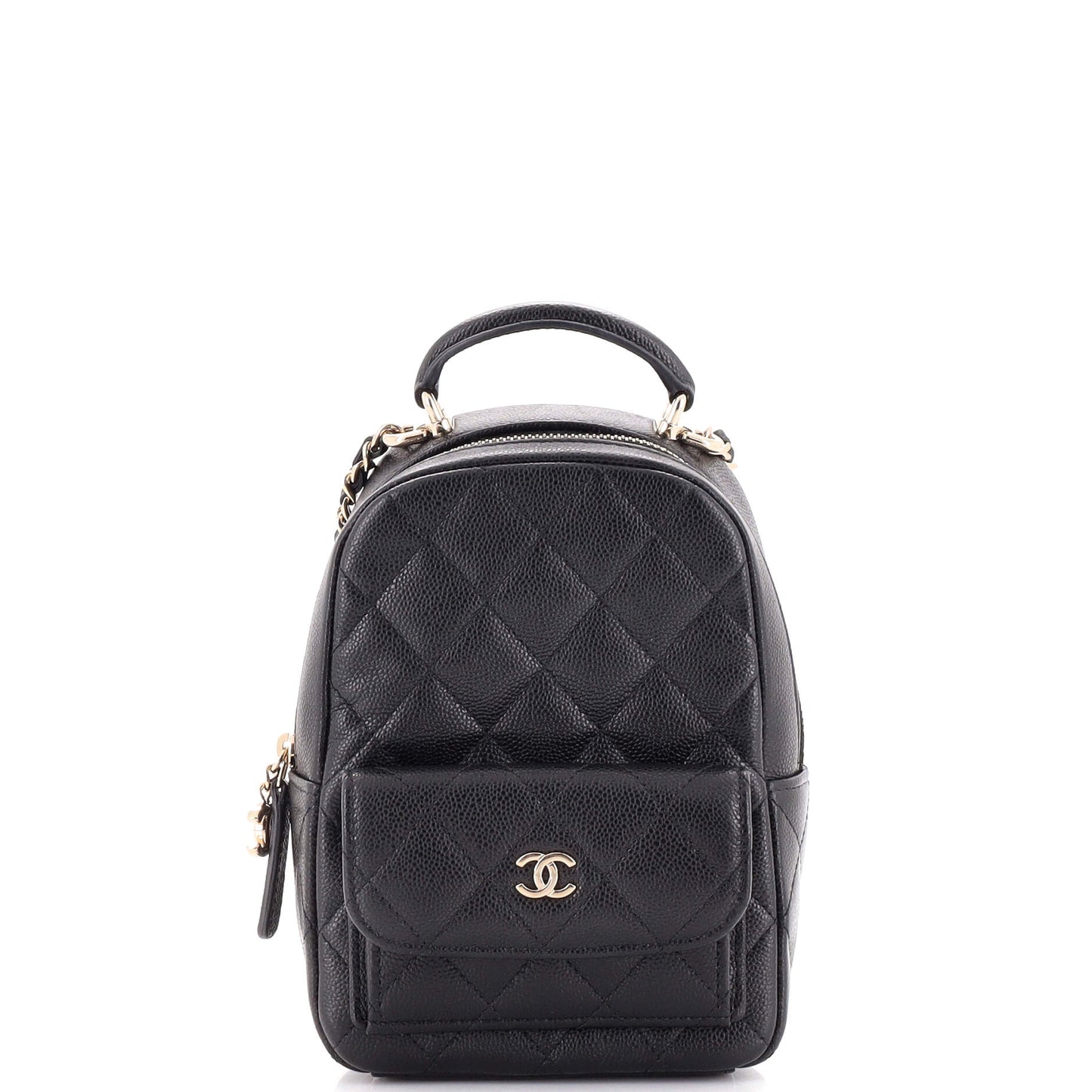 Classic CC Chain Pocket Backpack Quilted Caviar Mini