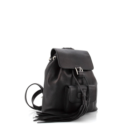 Bamboo Tassel Backpack Leather Mini