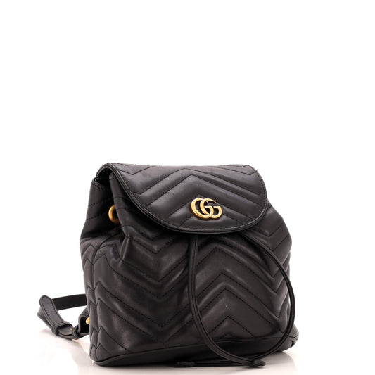 GG Marmont Drawstring Backpack Matelasse Leather Mini