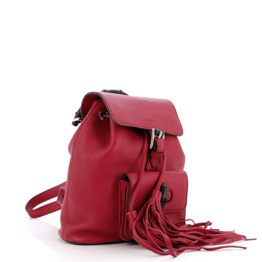 Bamboo Tassel Backpack Leather Mini