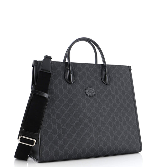 Structured Top Handle Open Tote GG Coated Canvas Medium