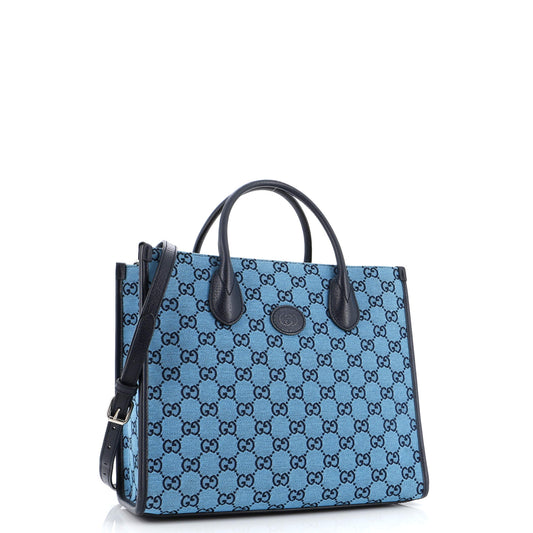 Structured Top Handle Open Tote GG Canvas Small