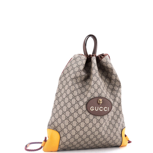 Neo Vintage Drawstring Backpack GG Coated Canvas Large