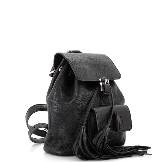 Bamboo Tassel Backpack Leather Mini