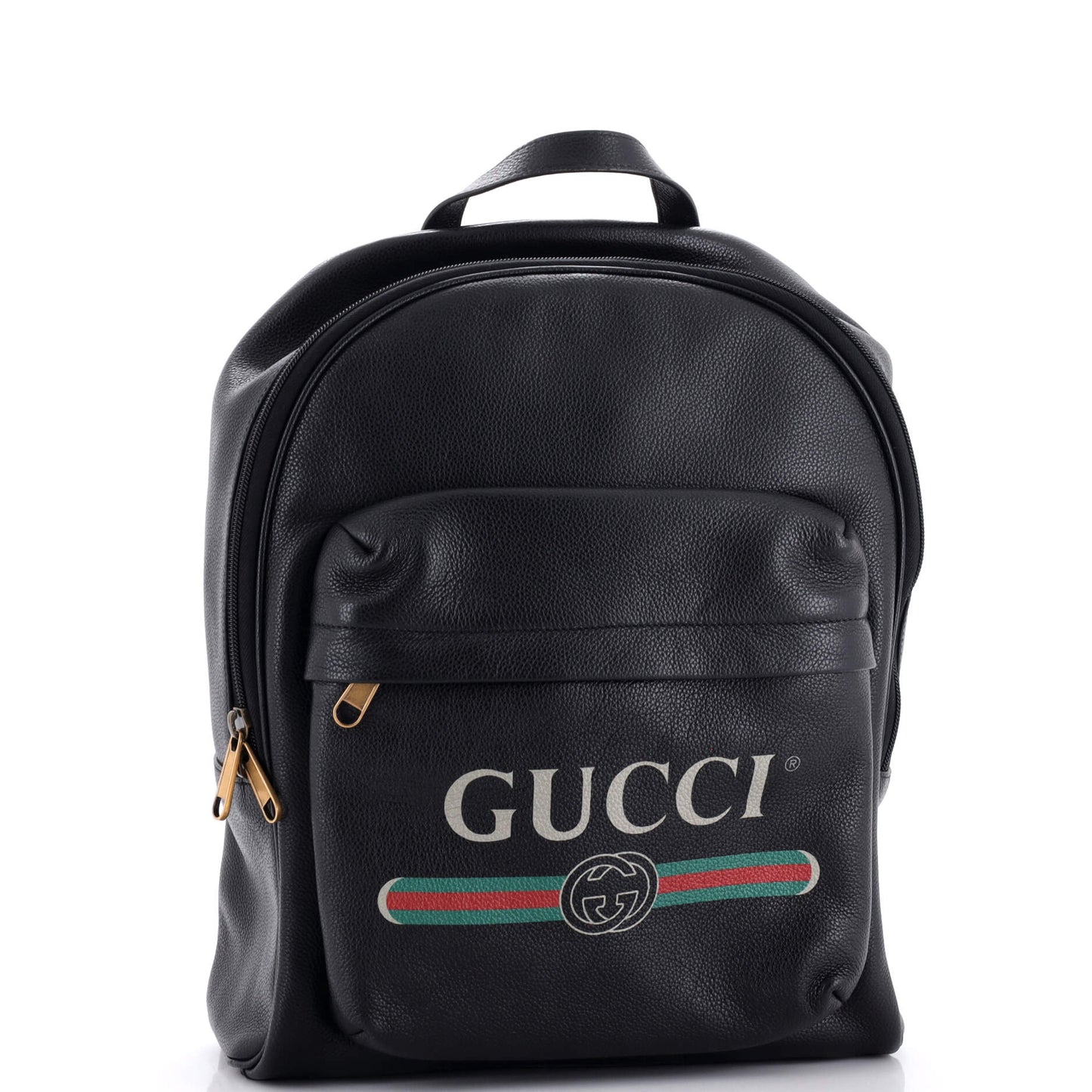 Logo Front Pocket Backpack Printed Leather