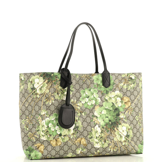 Reversible Tote Blooms GG Print Leather Large