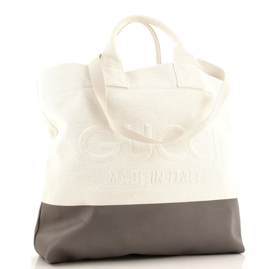 Logo Embossed Open Tote Canvas