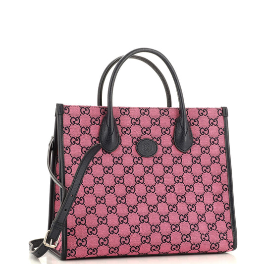Structured Top Handle Open Tote GG Canvas Small