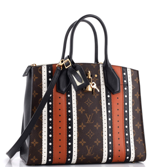 City Steamer Handbag Limited Edition Brogue Monogram Canvas and Leather MM