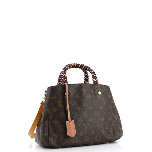 Braided Handle Montaigne Handbag Monogram Canvas BB