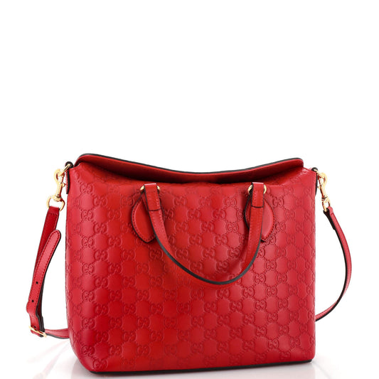 Signature Fold Over Tote Guccissima Leather Medium