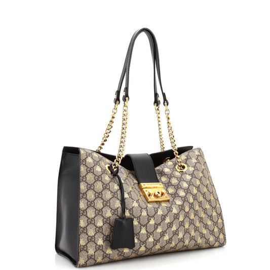 Padlock Chain Tote Printed GG Coated Canvas Medium