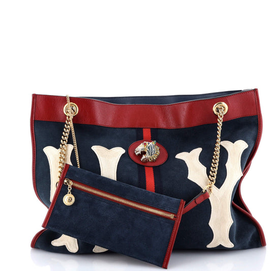 Rajah Chain Tote Suede with Applique Large