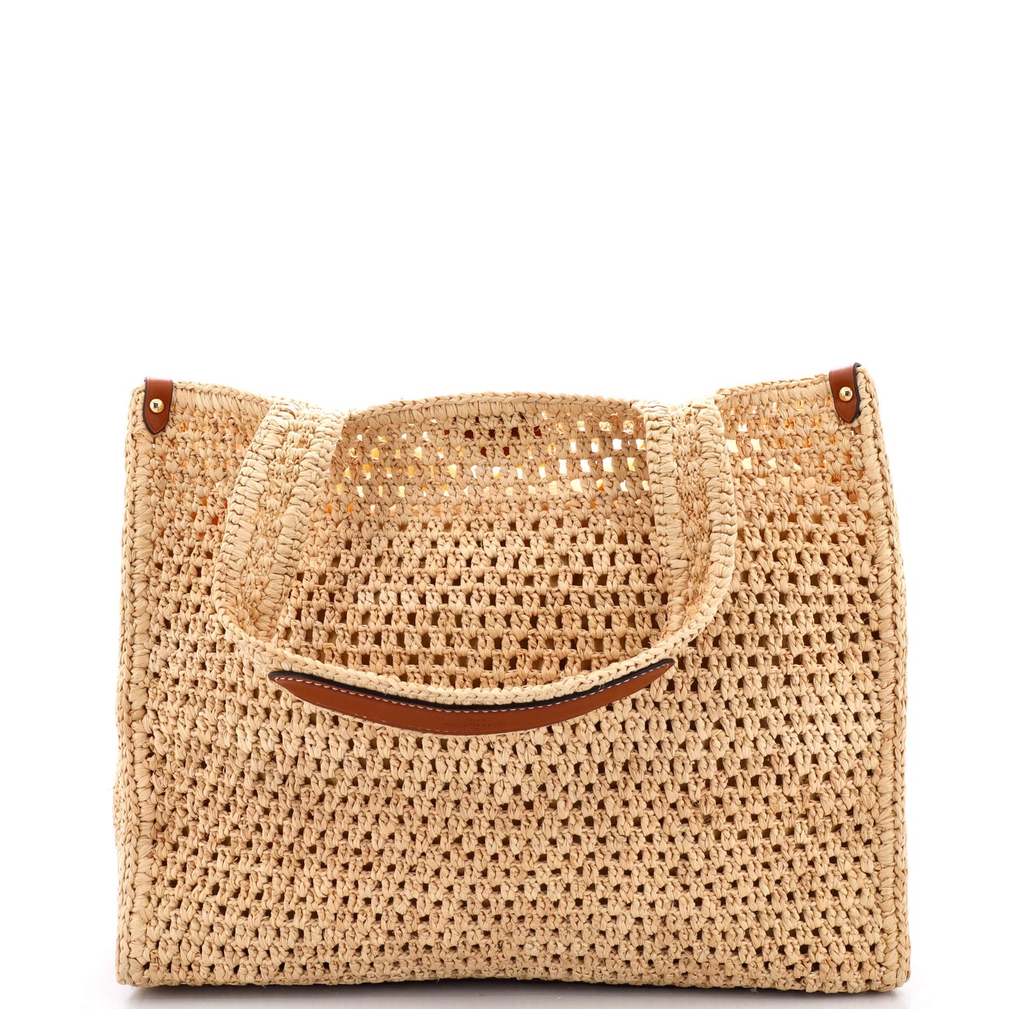 OnTheGo Tote Crochet Raffia with Leather MM
