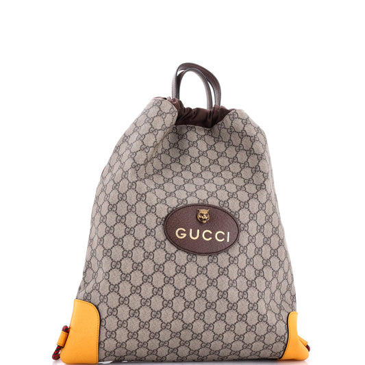 Neo Vintage Drawstring Backpack GG Coated Canvas Large