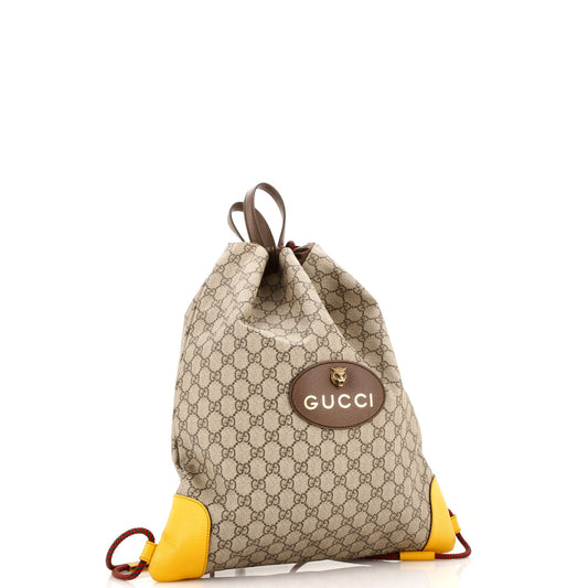 Neo Vintage Drawstring Backpack GG Coated Canvas Large