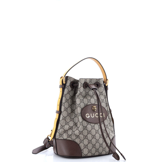 Neo Vintage Drawstring Bucket Backpack GG Coated Canvas Mini