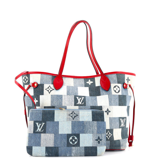 Neverfull Tote Damier and Monogram Patchwork Denim MM