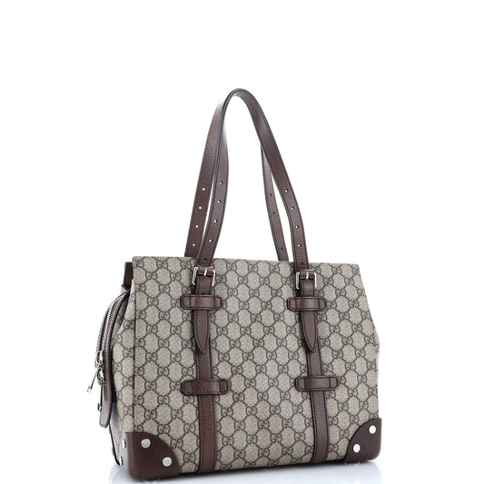 Buckle Travel Tote GG Coated Canvas with Leather Medium